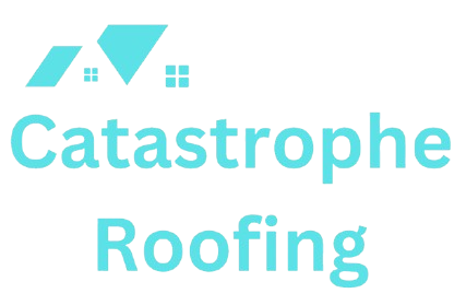 Aqua blue logo featuring a modern house roof design representing professional roofing services.
